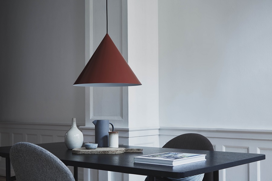 Лампа подвесная Benjamin XL, темно-красная матовая, черный шнур Frandsen 15325005001 - Вид №1