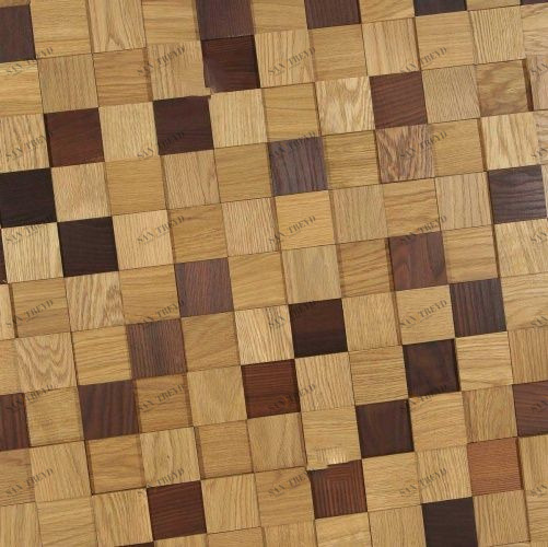 Мозаика и 3D панели из дерева Tarsi 3D Студия2м Дуб 3д (мозаика панели), гладкая (3Д (мозаика панели), Гладкая) 300х300 мм 2М20