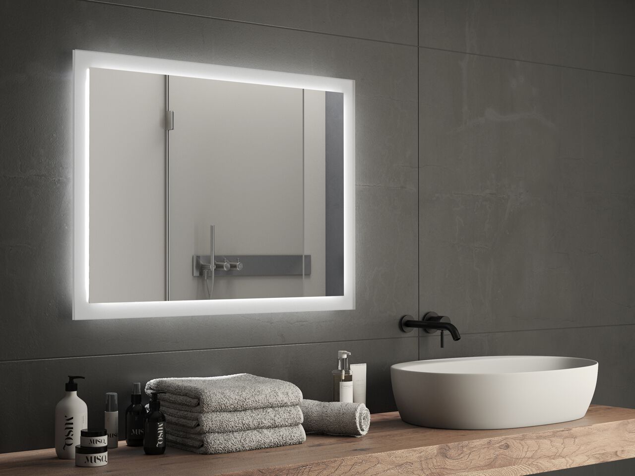 Прямоугольное зеркало для ванной комнаты со встроенным освещением GEDY PIERRE ARCH-00052611 - Вид №4