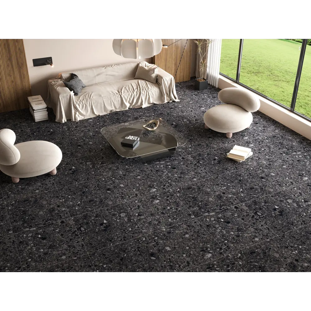 Глазурованный керамогранит Stonella Dark 60x60 см 1.44 м² матовый цвет черный Santreyd STLM-2016711 - Вид №3