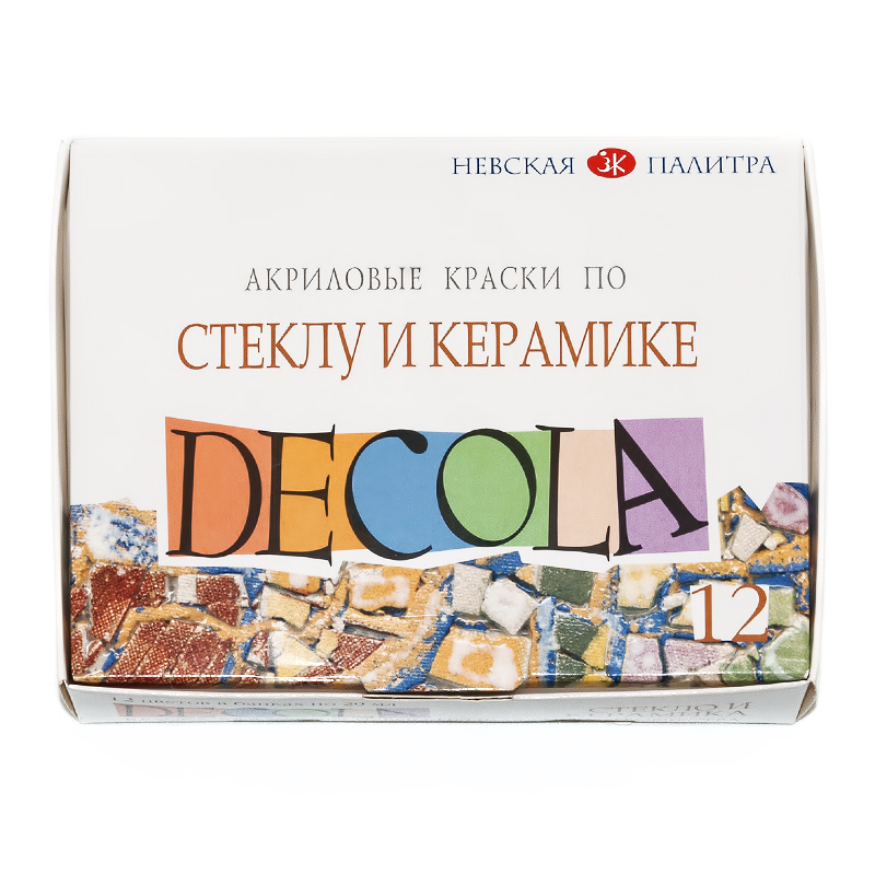 4041114 Набор красок по стеклу и керамике 12 цв. 20 мл DECOLA 