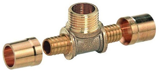 90159842 Тройник с наружной резьбой PEXY Max латунь 16x2.2 - 1/2" - 16x2.2 STLM-0120320 COMAP