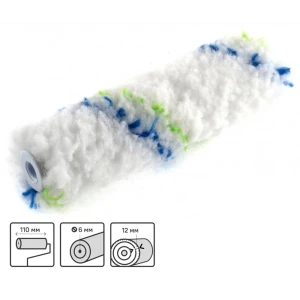Валик сменный для водных красок 110 мм Сибртех ворс 12 мм полиэстер под бюгель 6 мм