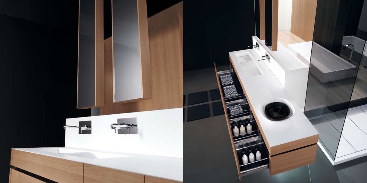 Комбинация ванной комнаты KU 58 в отделке Real 110 Corian / 86 Noce MILLDUE KUBIK KUBIK58 - Вид №4