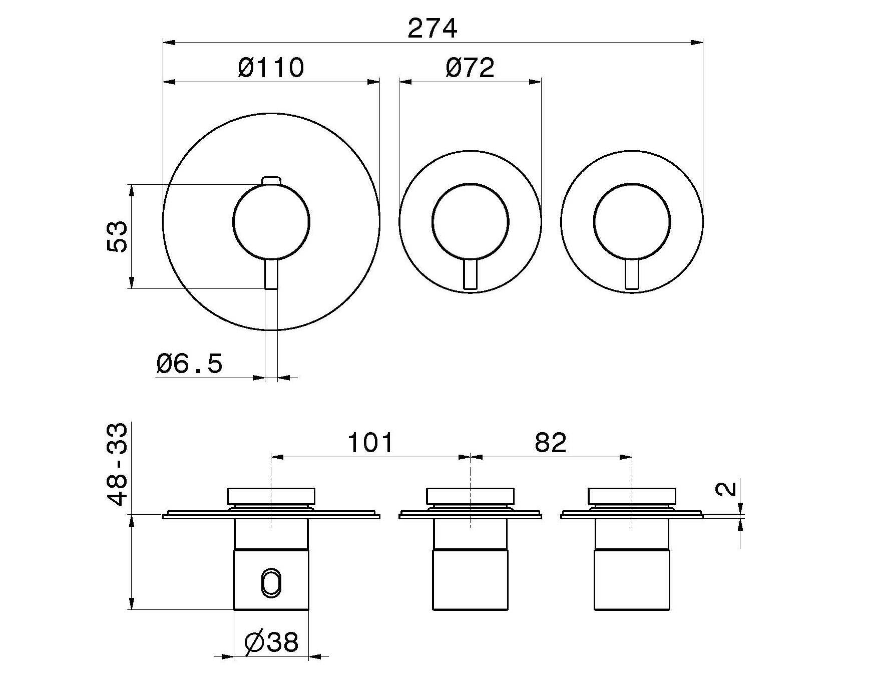Смеситель для душа с 3 отверстиями и отдельными розетками Newform многофункциональные термостаты 2 выхода ARCH-00056054 - Вид №3