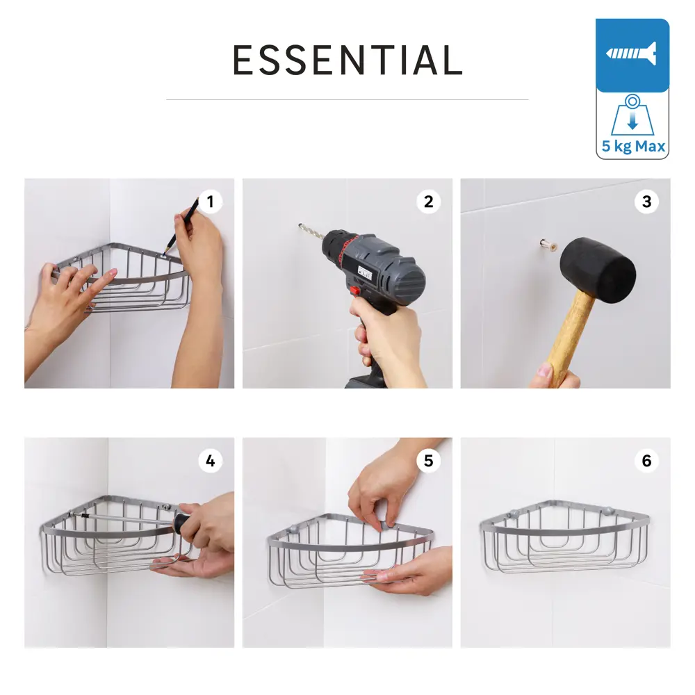 Полка для ванной угловая Sensea Essential цвет хром 82667491 STLM-2119833 - Вид №4