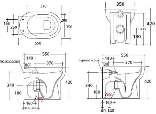 Приставной унитаз напольный Белый Galassia M2 Италия sun-id-1367092 - Вид №1