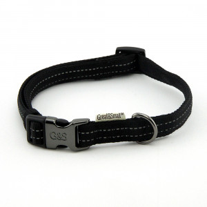 ПР0043600 Ошейник для собак со светоотражающей острочкой 25х450-650мм нейлон черный Great&Small