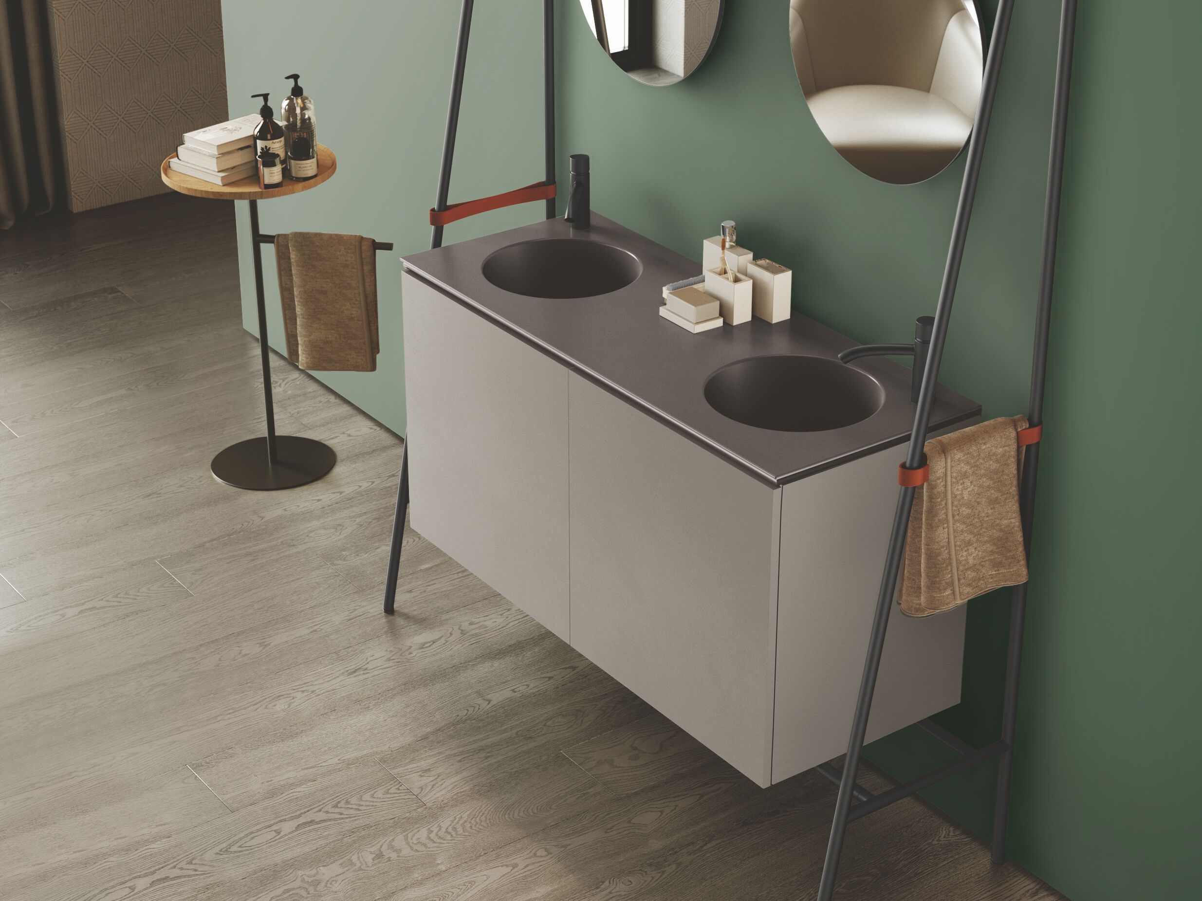 Керамическая круглая двойная раковина с столешницей COLAVENE 20.20 Skyland ARCH-00003140