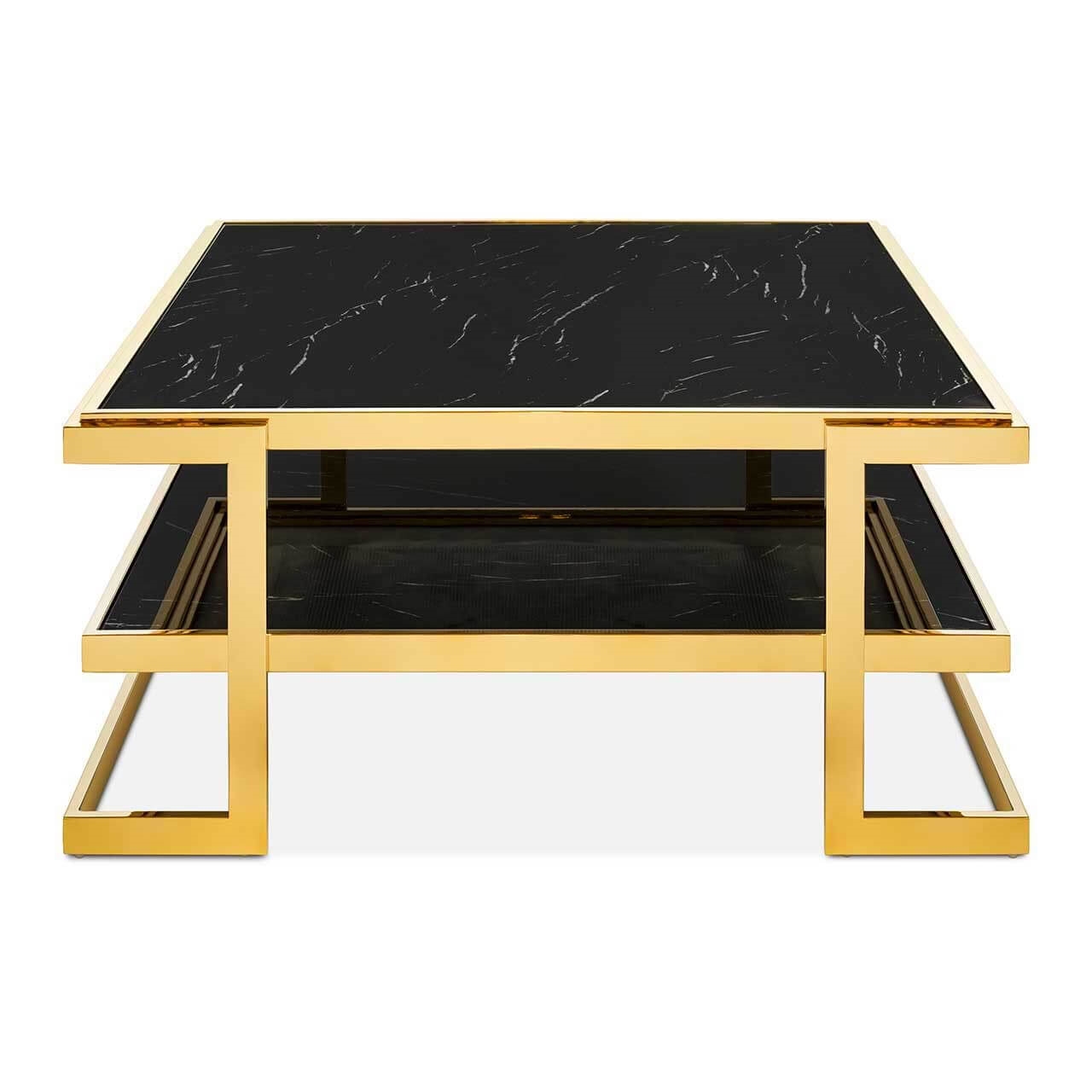 450285-93 ABHIKA КОФЕЙНЫЙ СТОЛ CROWNE MAR H46 100X100 BLACK/GOLD 