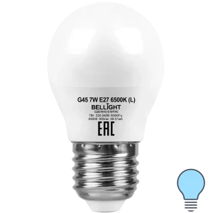 Лампа светодиодная Bellight E27 220-240 В 7 Вт шар малый матовая 600 лм холодный белый свет