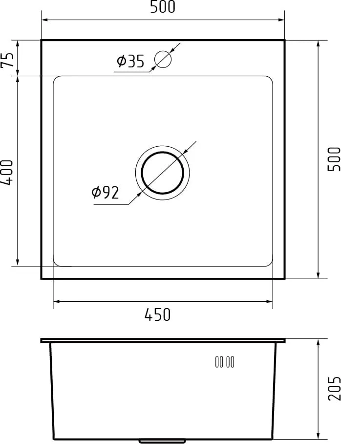 Кухонная мойка Нержавеющая сталь METAL S260 GranFest 5050-S260 - Вид №1
