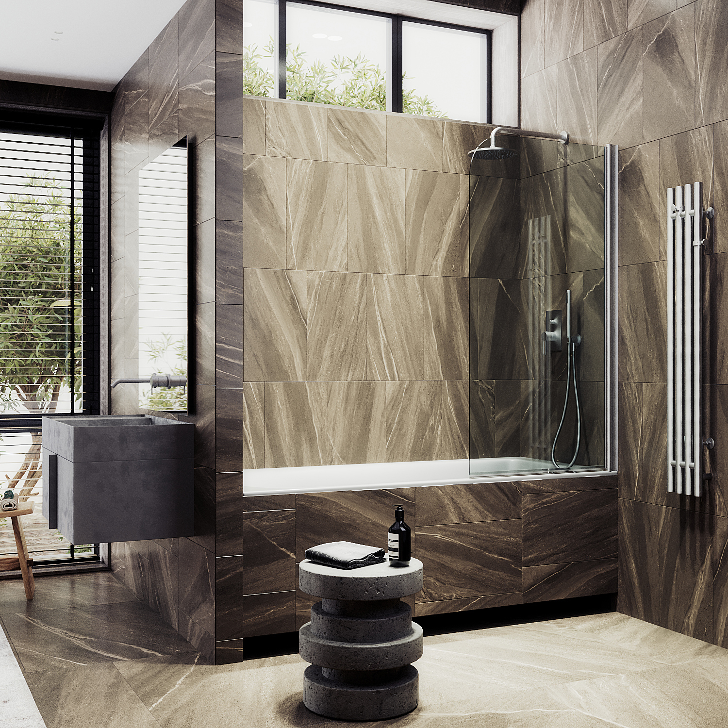 Шторка для ванны поворотная на монопетле ST-599-5 Public Steel