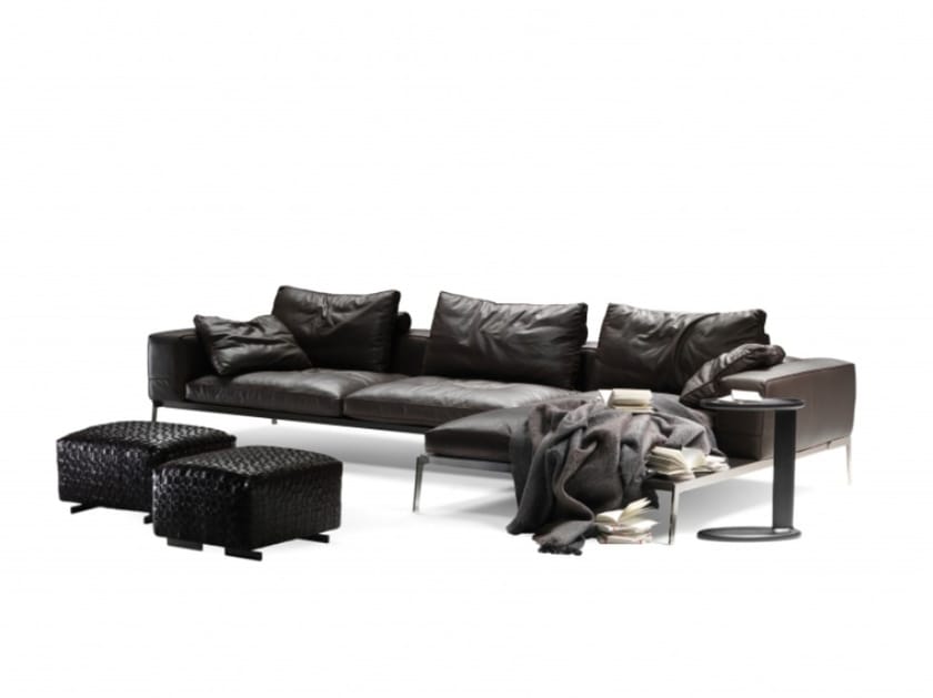 3-местный кожаный секционный диван Flexform Lifesteel ARCH-00067751