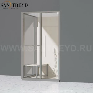 Effegibi H SMALL LO82010006 Комбинированная баня: хаммам и душ. Установка: в правый угол. Левая дверь. Мощность: 3 кВт макс. Размеры: длина 131 см, ширина 92 см. Отделка: матовый лакированный серый аллюминий и бежевый ламинат из керамогранита.