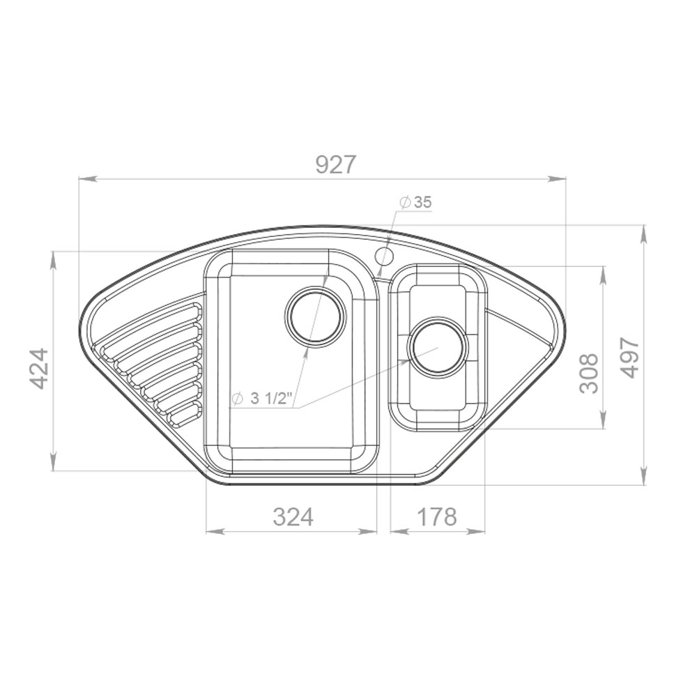 RQ987 шоколад Мойка кухонная прямоугольная Raiber  - Вид №1