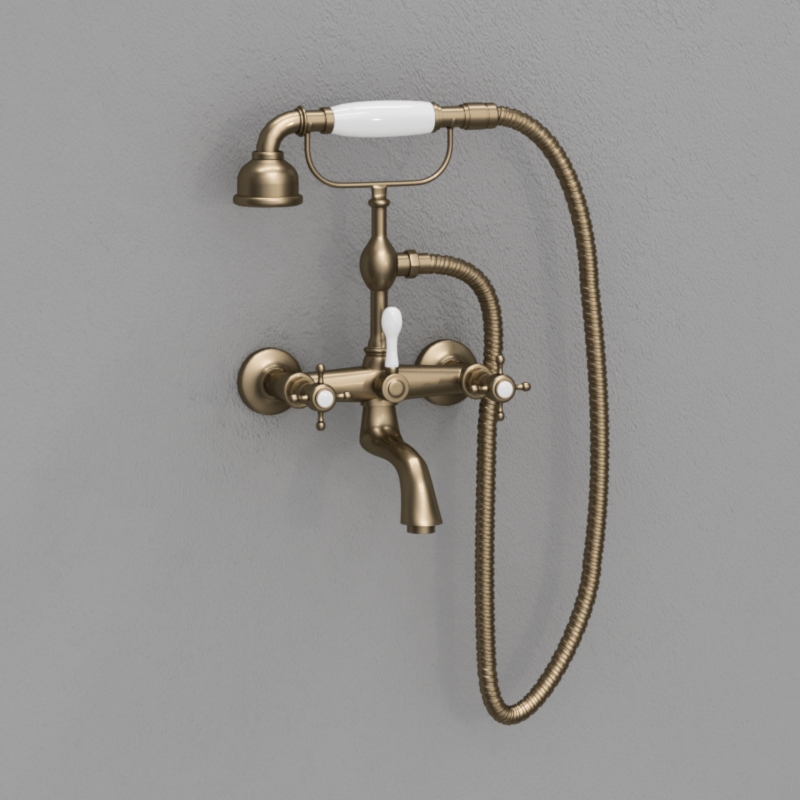 739493 Смеситель на ванну с душевым комплектом, цвет Бронзовый Kerasan RETRO Италия 