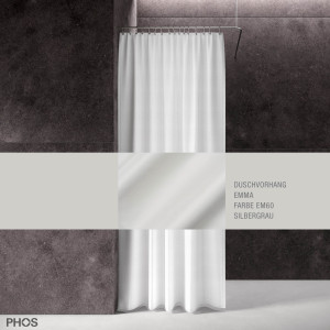 DV-EMMA200-220-EM60 Занавеска для душа emma серебристо-серая, длина 200 см, ширина 220 см. PHOS