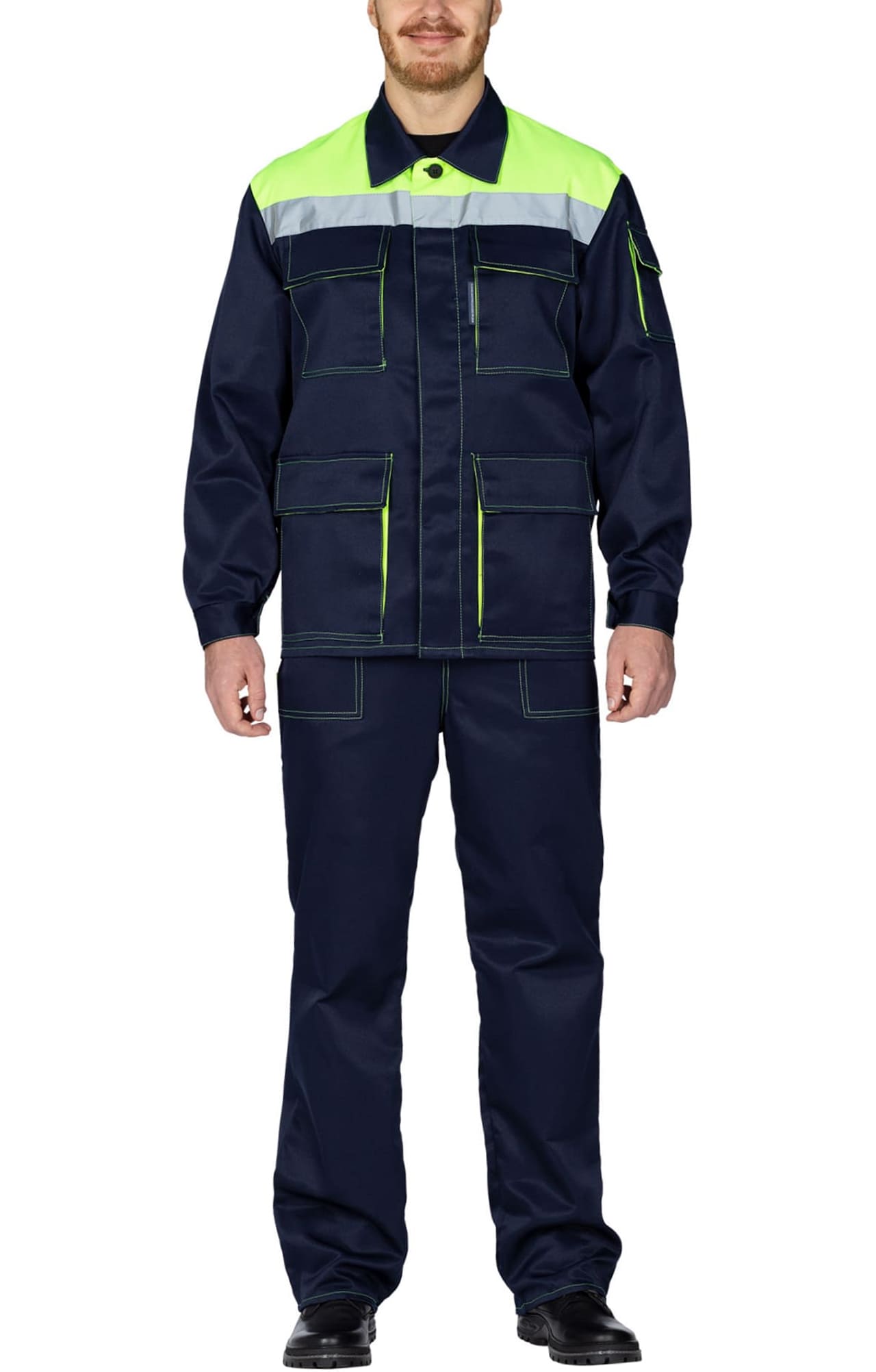63853 Костюм "Коммунальщик" темно-синий с лимонным  Летняя спецодежда  размер 56-58/182-188  - Вид №8