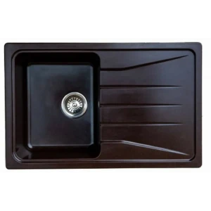 91898229 Мойка для кухни врезная Granicom G-022 49.2x77 см глубина чаши 21 см искусственный камень цвет шоколад STLM-1435096
