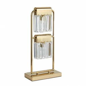 Настольная лампа с хрустальными подвесками двойная золото Newport 4202/T NEWPORT ИНТЕРЬЕРНЫЕ 00-3889203 Золото;прозрачный