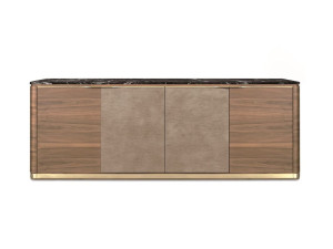 Деревянный шкаф с распашными дверями и мраморной столешницей