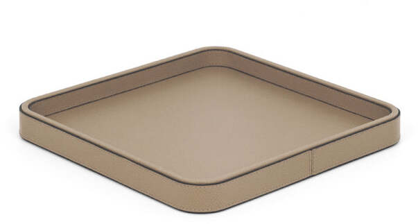Квадратный поднос Джейн - 16x16 см / тканая кожа_coffee