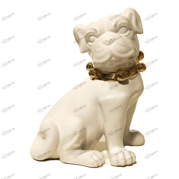 Статуэтка декоративная керамическая 25х18х16 см белая "Мопс" UNICO  255455 Белый;золото 