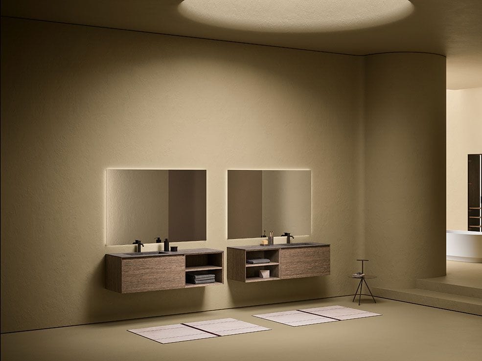 Деревянный шкаф для умывальника с дверцами с зеркалом Inbani слой ARCH-00140341 - Вид №2