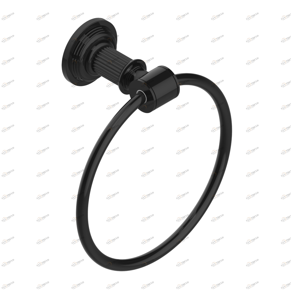 U9M-504N Полотенцедержатель-кольцо-Ø 180 мм одинарное Thg-paris Grand central с ручками-крестиками с чёрным ониксом Покрытие PVD бронза U9M-504N CAT.F