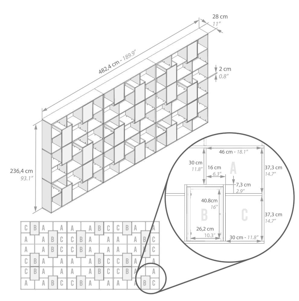 Настенный книжный шкаф из меламиновой ткани Mobili Fiver IACOPO ARCH-00104548 - Вид №11