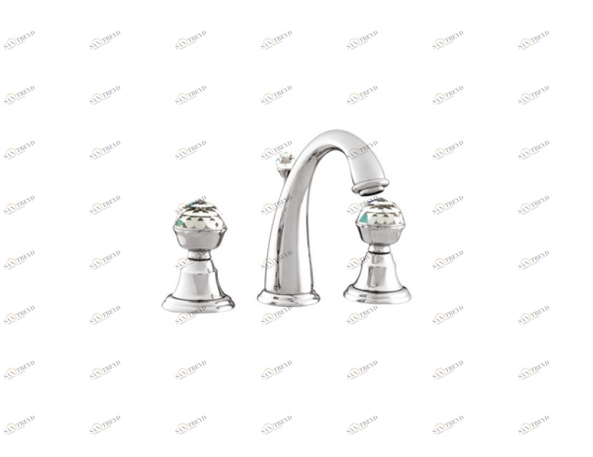 037201.C00.62 Раковина с тремя отверстиями и кристаллами Swarovski Сатин никель Mestre Pacifica