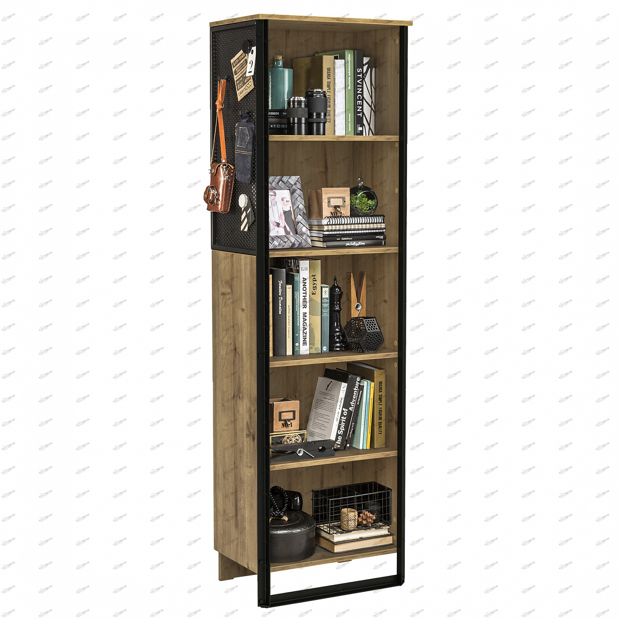 Стеллаж для книг узкий светлый дуб Wood Metal CILEK WOOD METAL 00-3832199 Черный;бежевый Santreyd 