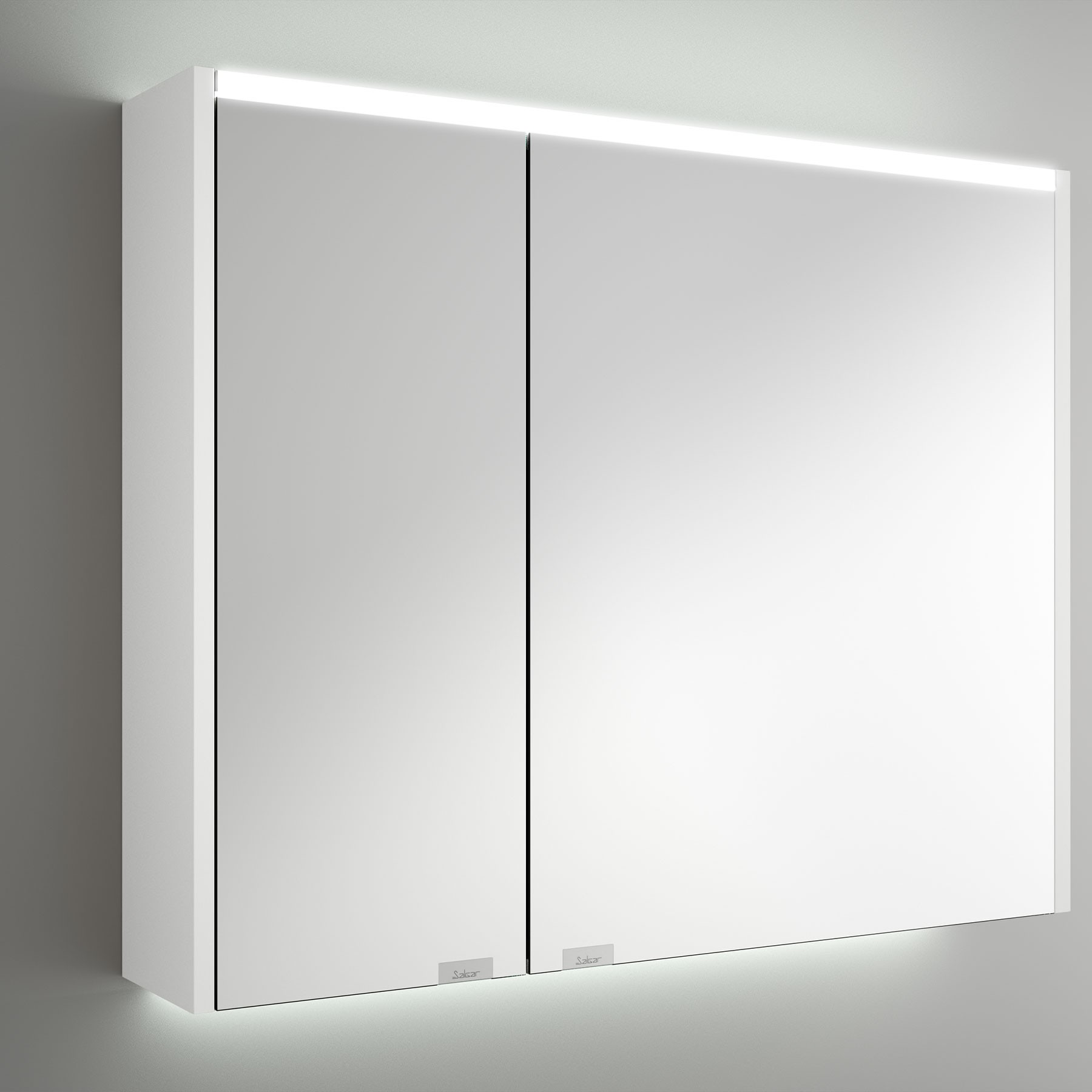 83178 SALGAR Шкаф ALLIANCE 800 GLOSS WHITE 2 двойные зеркальные дверцы с мягким закрыванием, выключателем и вилкой, верхний / нижний светодиодный светильник IP44 (20Вт) 830 x 666 x 150 мм Зеркало 