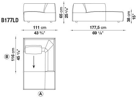 B&B Italia Мягкая кушетка из ткани Bend sun-id-1430651 - Вид №1