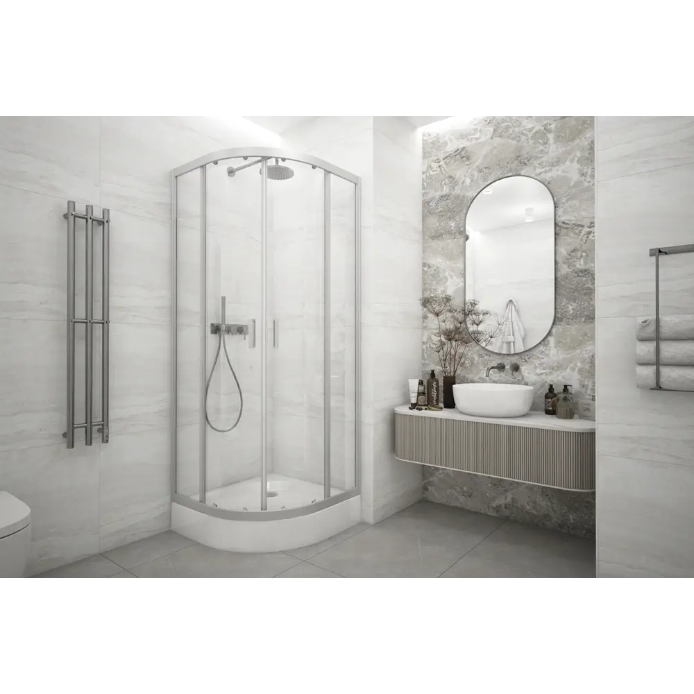 МЕТАКАМ Душевой уголок четверть круга с раздвижными дверцами 89361547 Полукруг STLM-1359294 - Вид №13