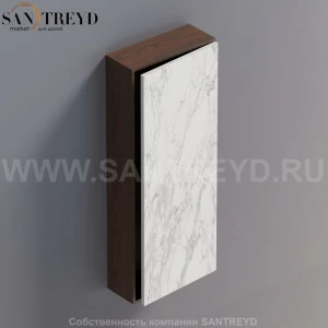 LIFT Модульный шкаф 100 см с правой дверью на доводчиках. Модули могут располагаться горизонтально и вертикально. Отделка: коричневый дуб и белый мрамор. AMOB053MCRUDX