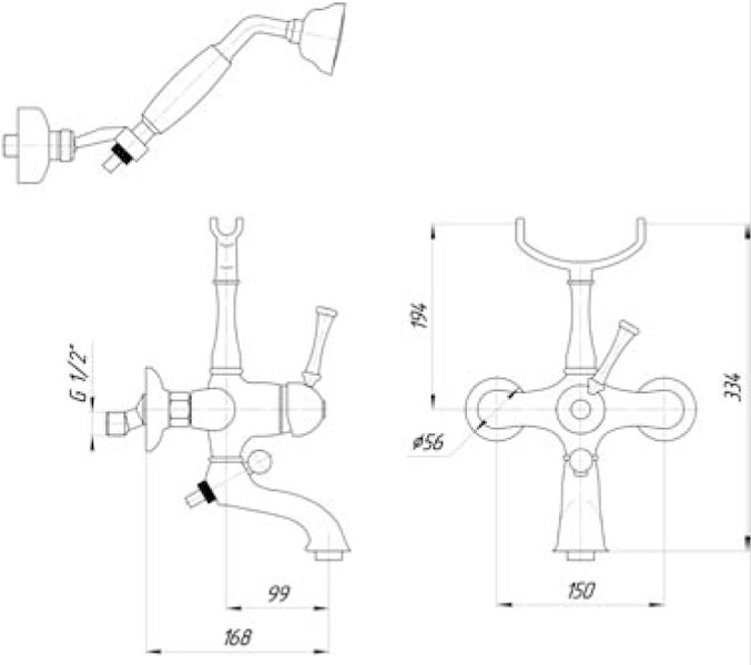 Смеситель MIGLIORE Dallas ML.DLS-6802.СR для ванны/душа - хром ML.DLS-6802.CR - Вид №2