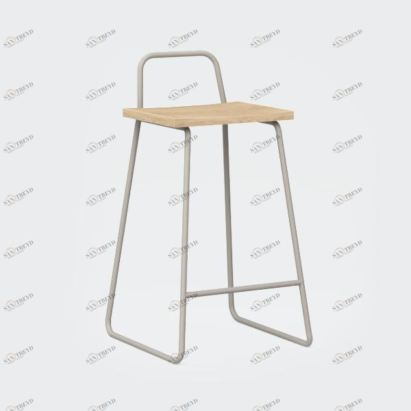 Барный стул с деревянным сиденьем светло-серый Bauhaus WOODI  00-3966241 Серый 