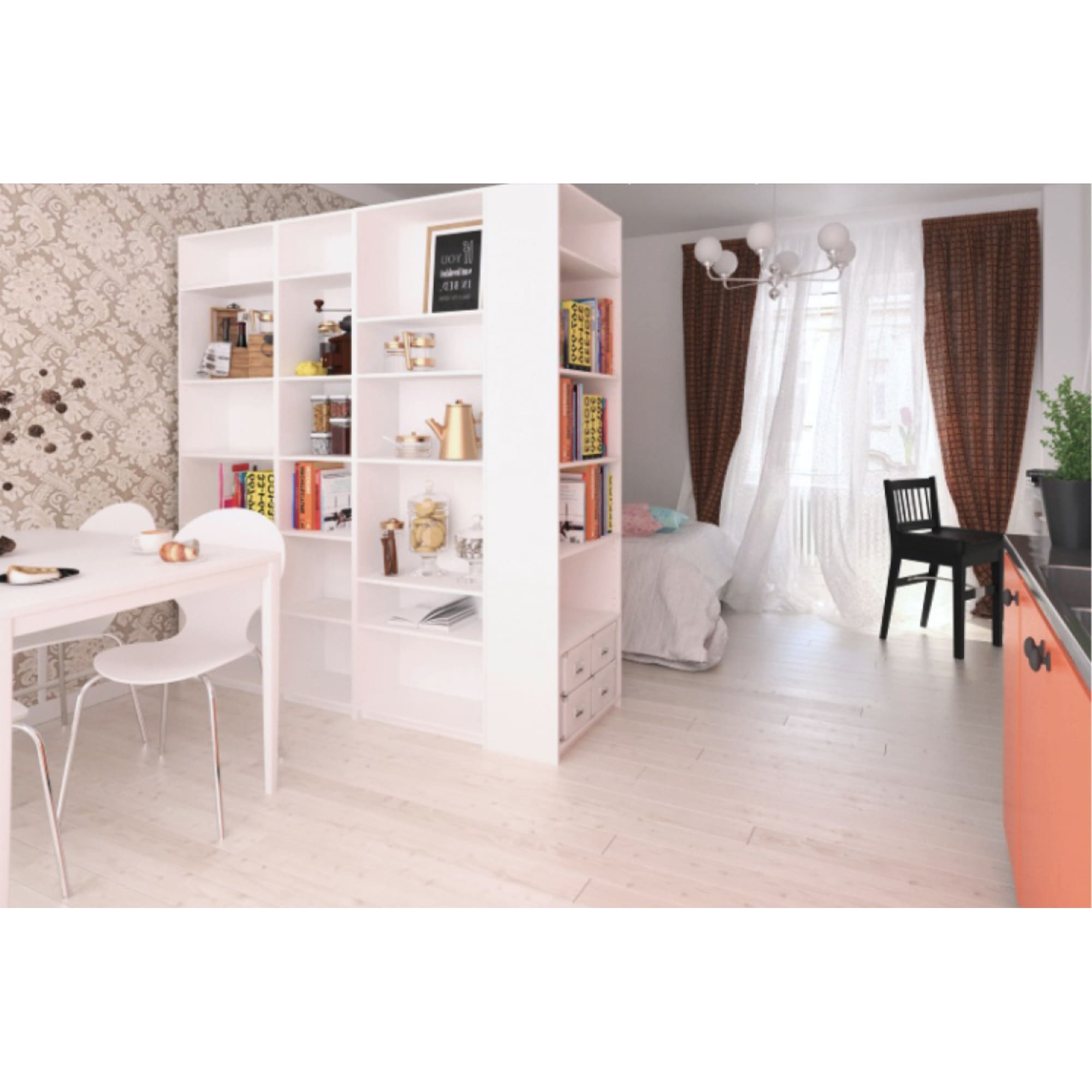 17786492 Стеллаж Кабуки 60x201x28 см, ЛДСП, цвет белый Santreyd  - Вид №4