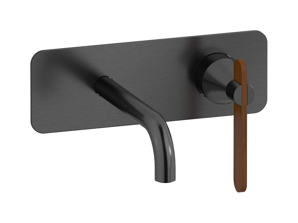 Встроенный в стену смеситель для раковины на 2 отверстия в комплекте с донным клапаном WE ARE IB oh314sr Brushed Black Chrome Soho