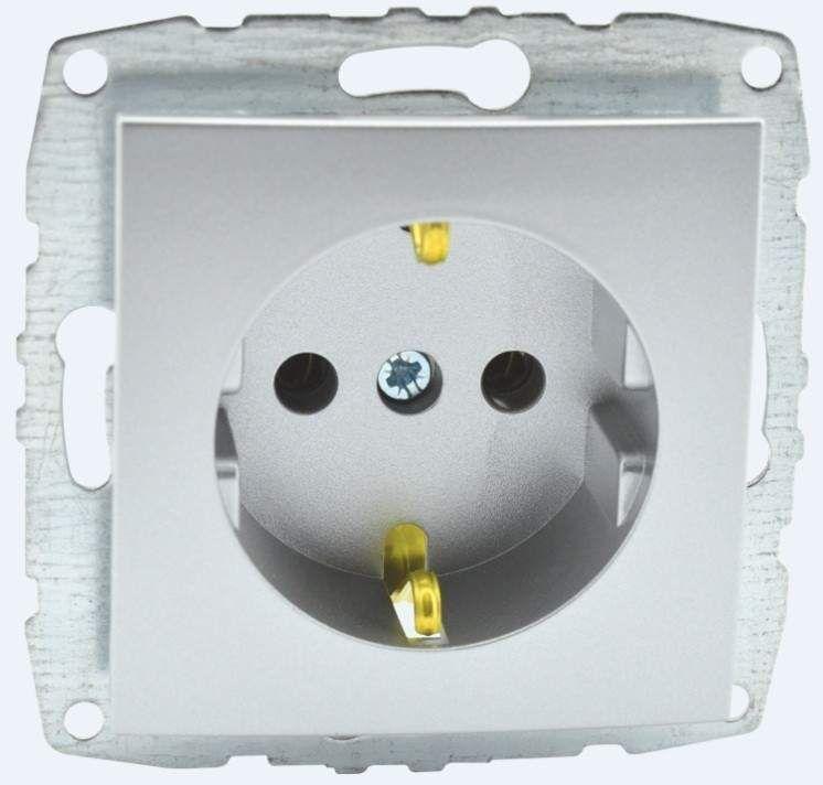 500-002121-117 Розетка 2К+З 16A 250V винтовое подключение серебро Mono Electric Despina/ Larissa