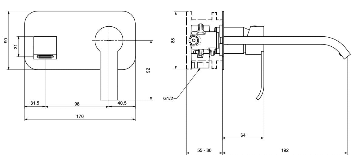 Однорычажный смеситель для раковины с 2 отверстиями и пластиной Bugnatese Tess ARCH-00109460 - Вид №1