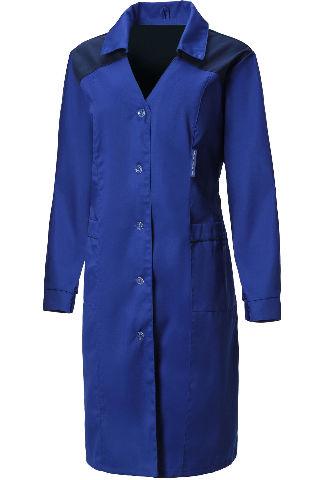 65725 Халат "Мастерица" женский василек с темно-синим  Одежда для обслуживающего персонала  размер 60-62/158-164 Спецодежда 