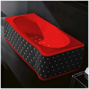 Ванна Gruppo treesse New Classic Young STA-V674C-SX-KCS-K красная с аэромассажем прямоугольная левая чёрная кожа кристаллы сваровски