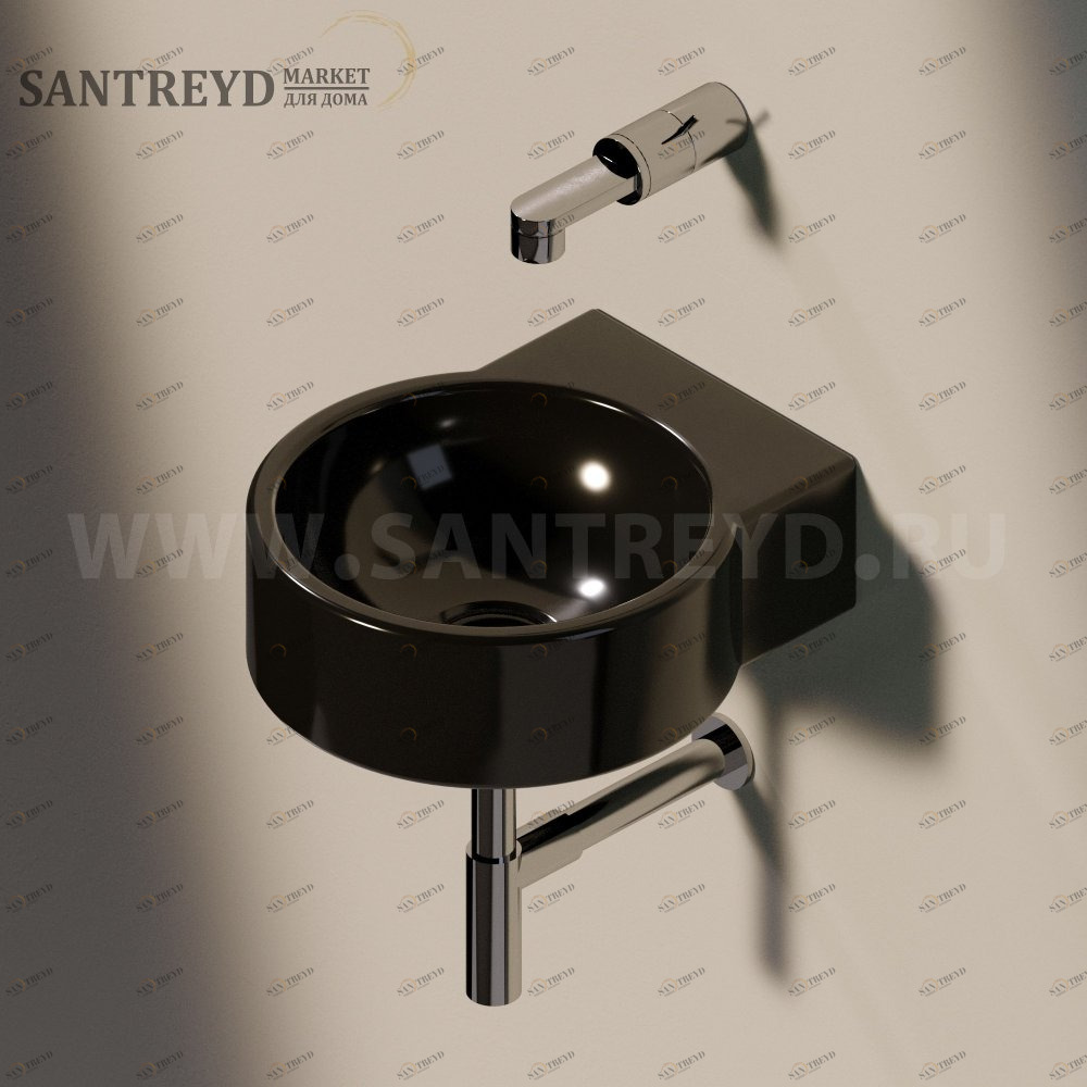 50599017 Подвесная раковина настенная круглая Ceramica Flaminia Twin черная