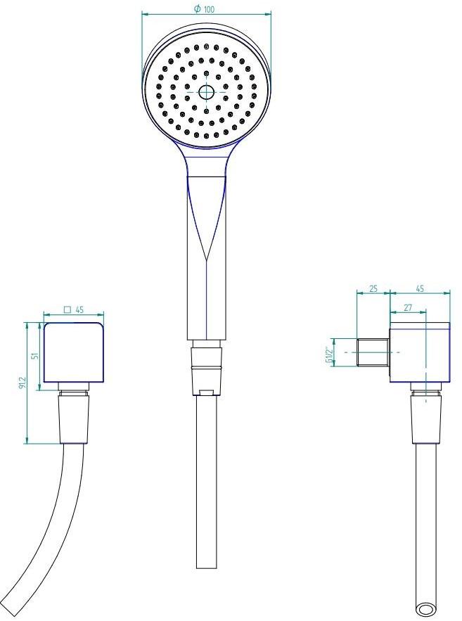ZAZZERI Хромированная направляющая с ручным душем 100 sun-id-1353364 - Вид №2