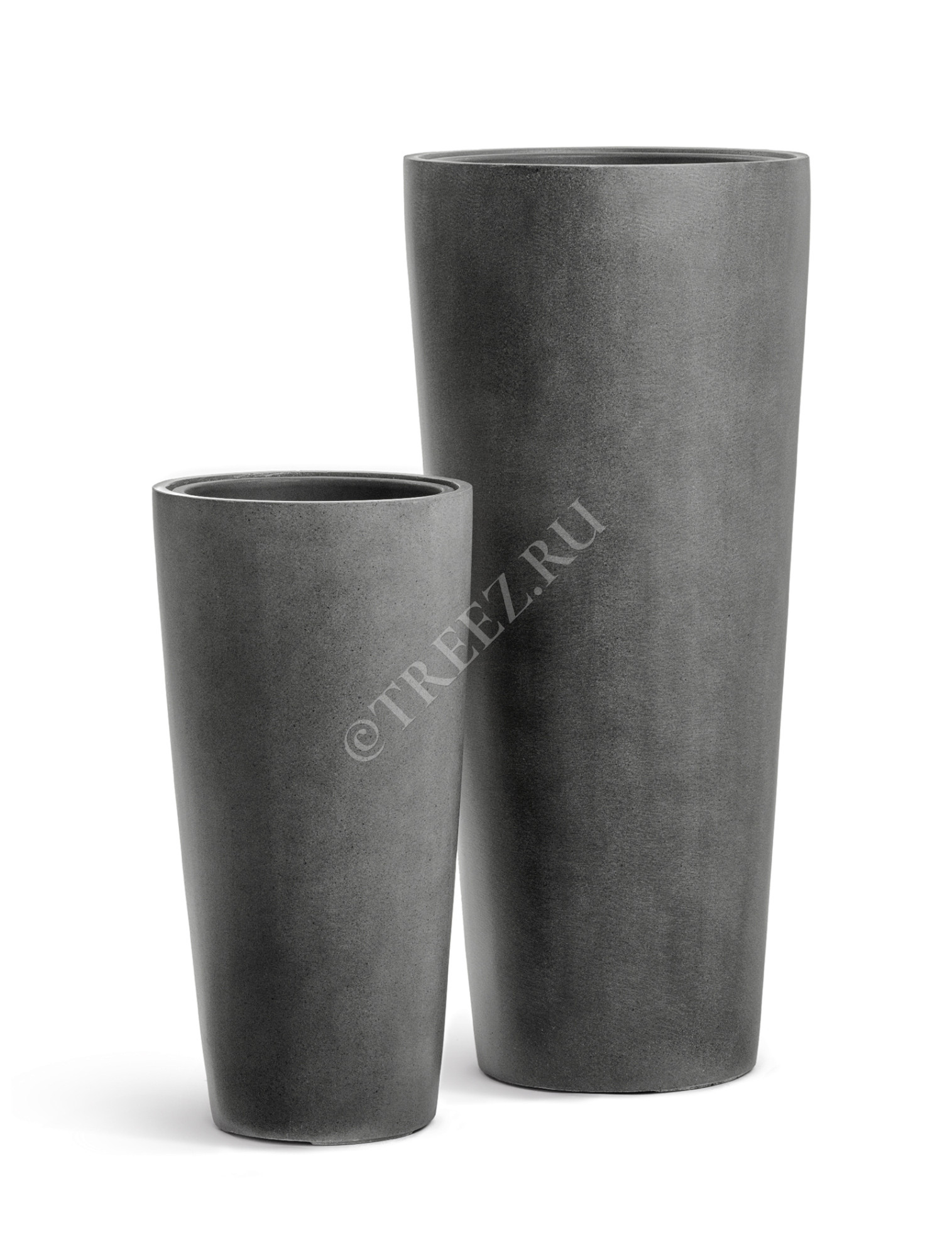 41.3319-02-020-GR-45 Кашпо  Effectory - серия Beton - Высокий конус - Тёмно-серый бетон Цветочная коллекция 