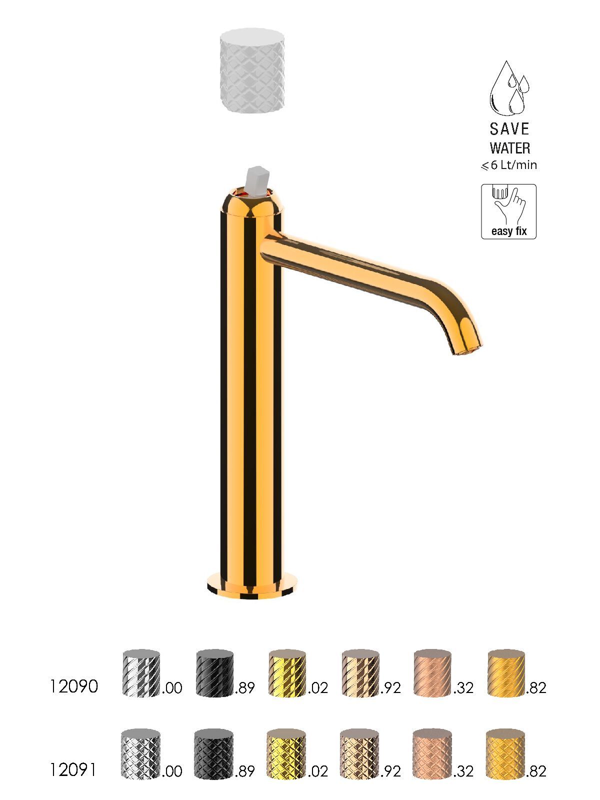 Смеситель для раковины высокого пола с ограничителем расхода Rubinetterie Frattini Pepe XLS ARCH-00125528 - Вид №11
