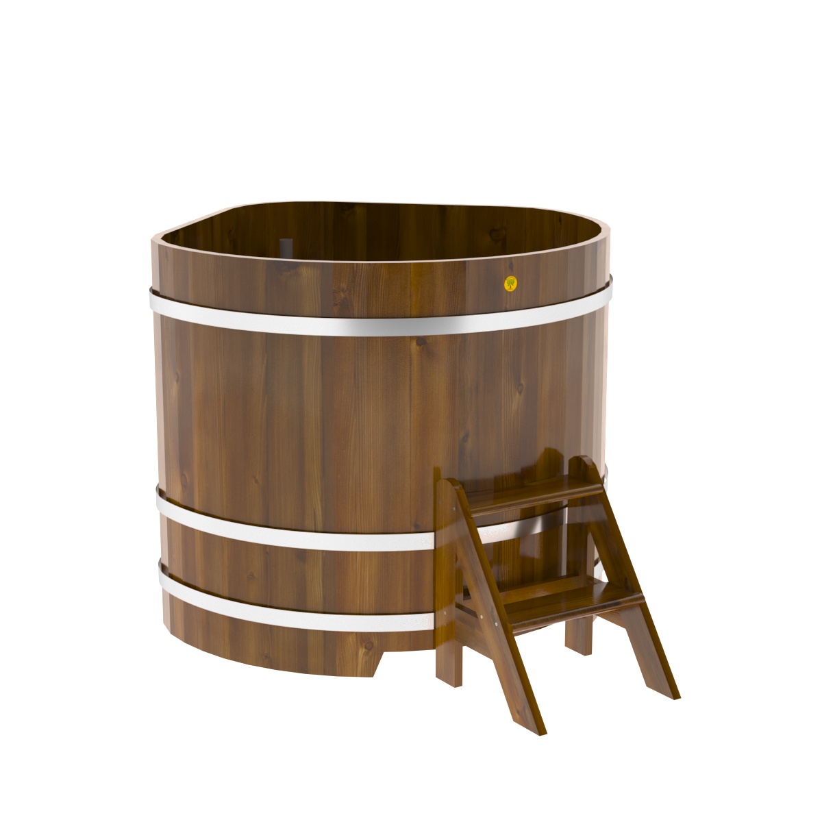 2313 Купель угловая из лиственницы Рустик 1,19х1,19х1,1 морёная Alyarus  - Вид №1